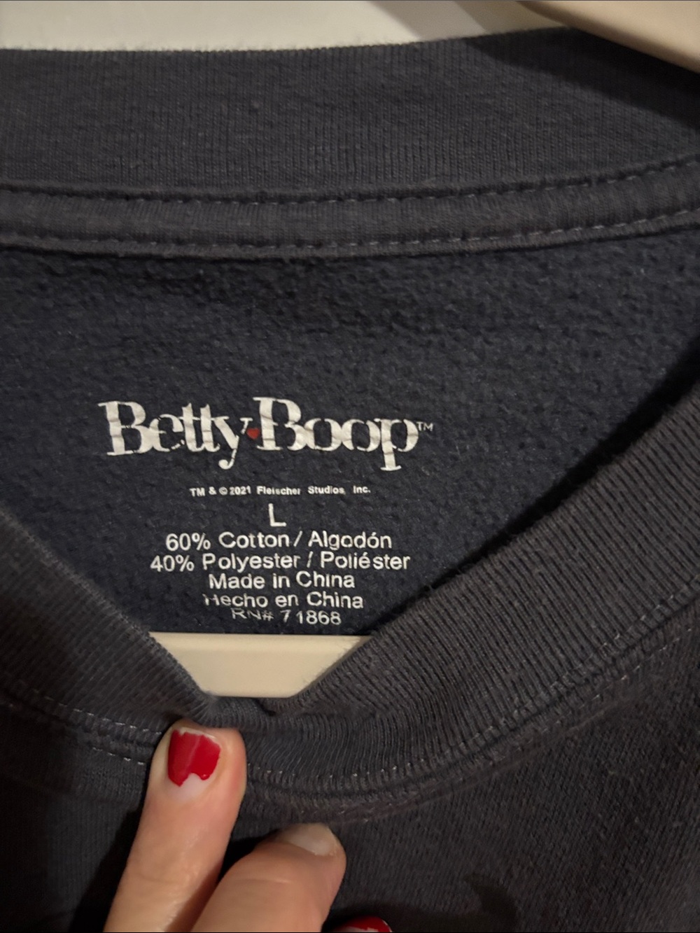 Betty Boop Black Sweatshirt with Red Graphic and Yellow Accents - Picture 2 of 4